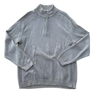 Men’s Nat Nast Quarter Zip Tan Sweater 100% Cotton Size Large